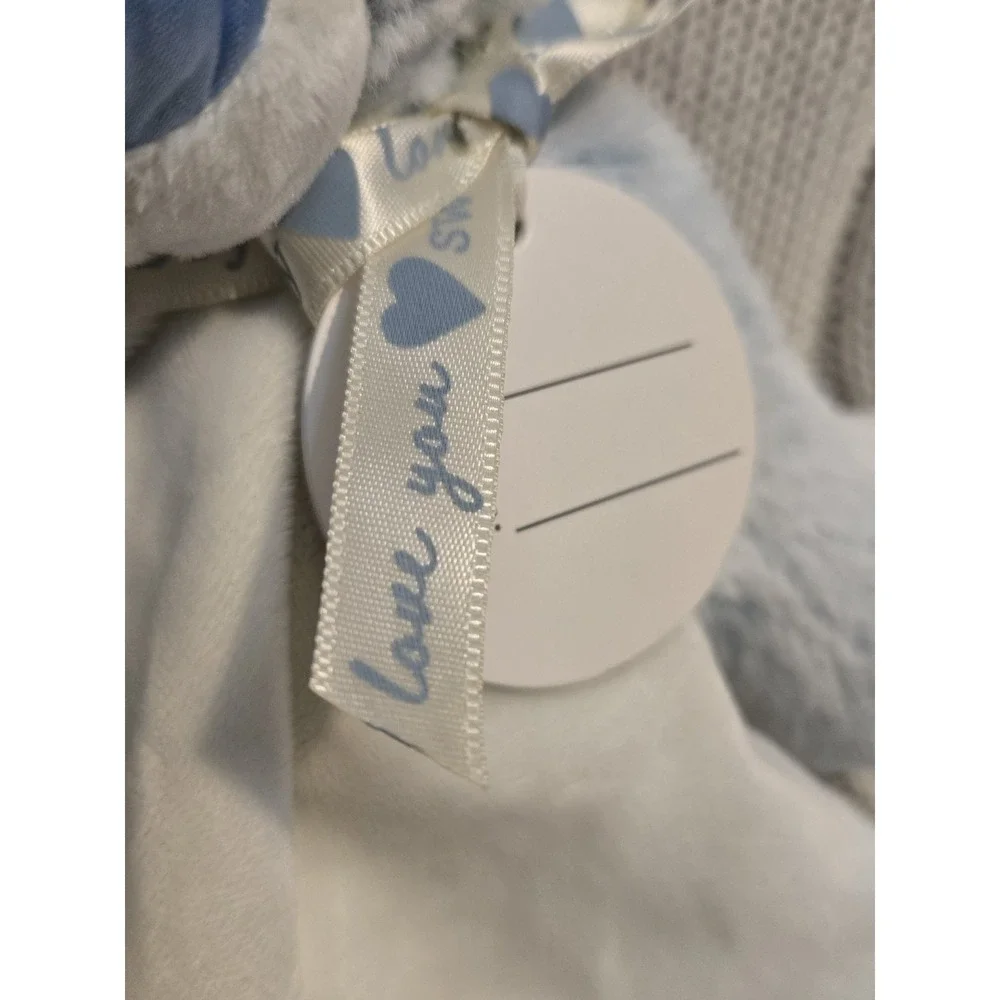DEMDAKO Sweet Boy‎ Blue Bear Security Blanket Lovey Rattle Plush Baby NEW